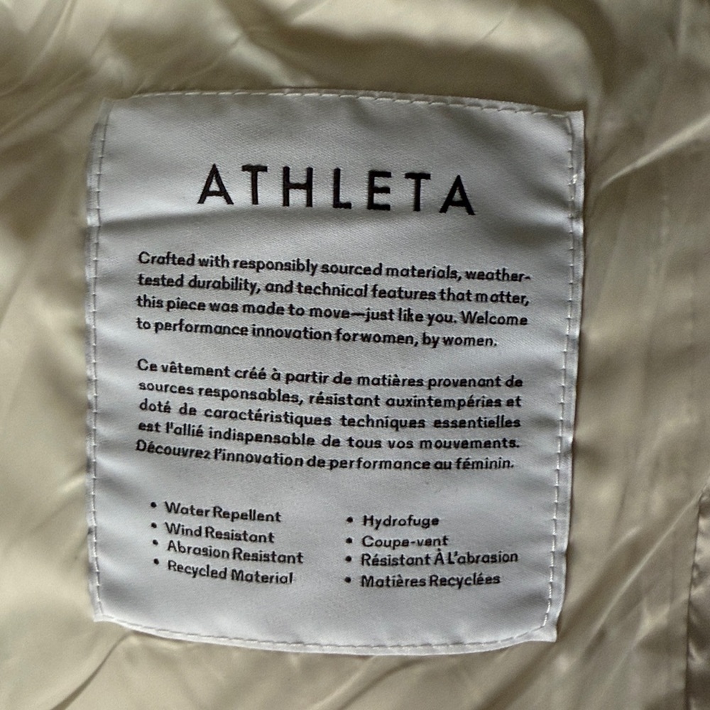 NWT Athleta Bone Stratus Puffer Jacket, Small coat hooded ivory - Picture 11 of 15